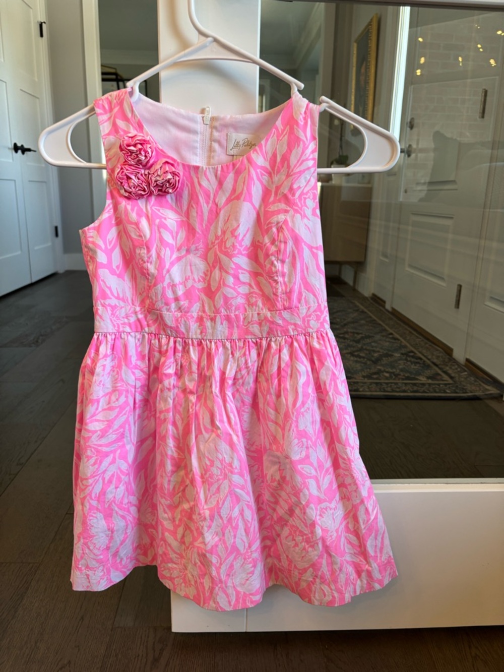 Lilly Pulitzer Pink & White Floral Rosette Party Dress